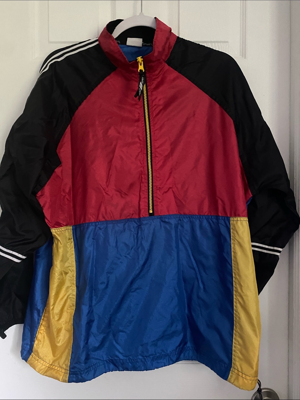 VTG Pro Spirit Athletic Gear Colorblock Windbreaker Jacket - Red/Blue/Black/Gold